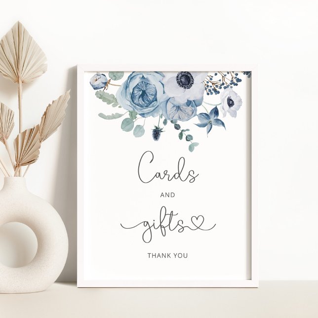Cartes à fleurs et poster cadeaux bleu poussiéreux (Créateur téléchargé)