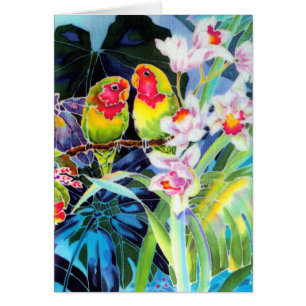 Cartes à imprimer Tropical Lovebirds and Orchids