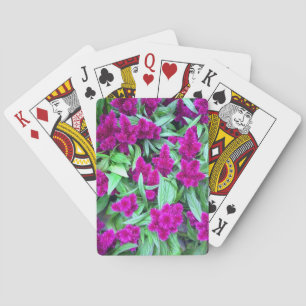 Cartes à jouer aux fleurs roses