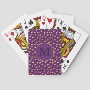Cartes à jouer avec monogramme violet et or
