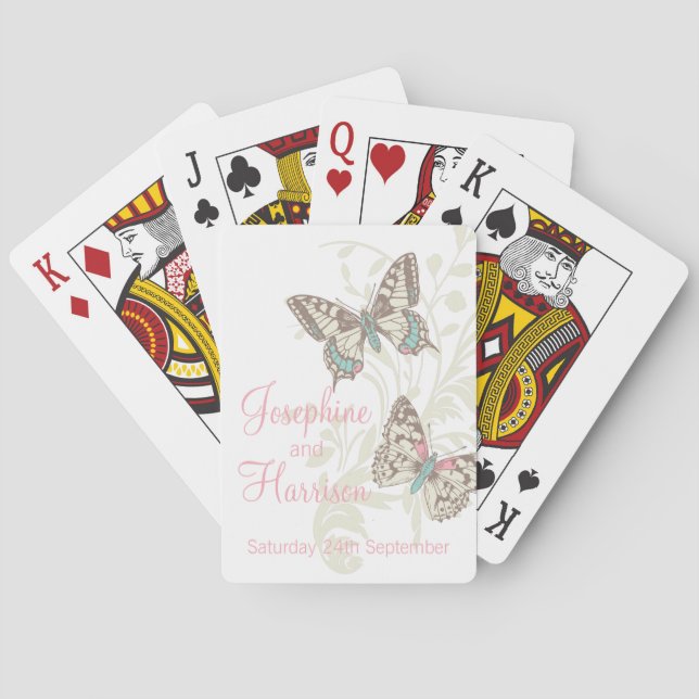 Cartes à jouer avec nom de mariage et date de mari (dos)