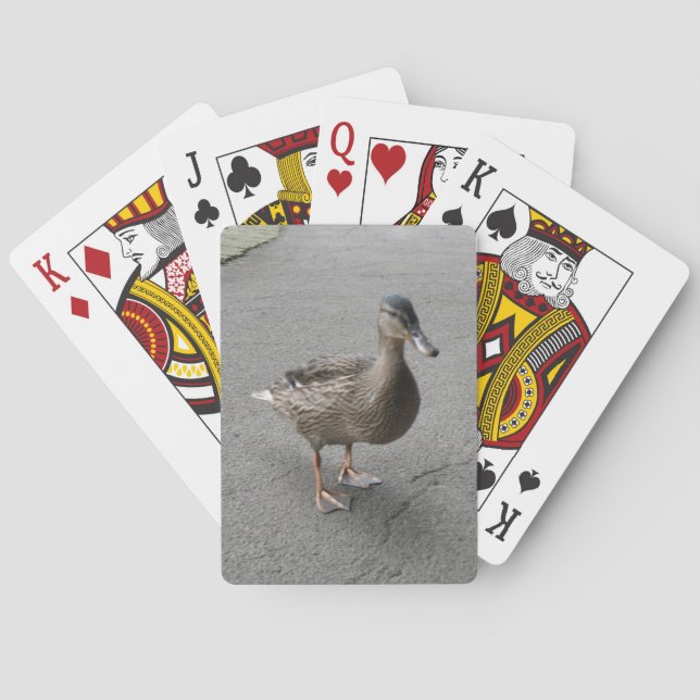 Cartes à jouer avec un canard qui se dandine drôle (dos)