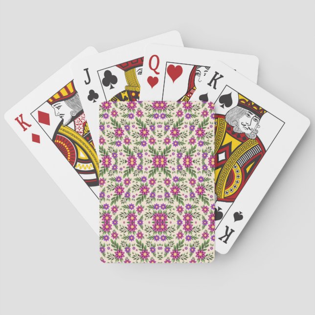 Cartes à jouer avec un motif floral vibrant  (dos)