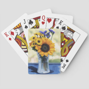 Cartes à jouer bouquet floral tournesol