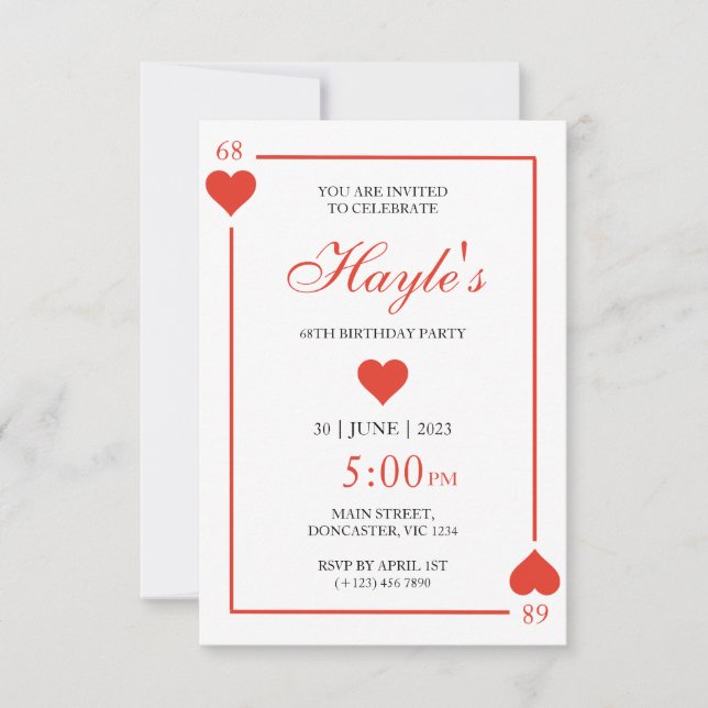 Cartes à jouer Casino Reine de Cœur 68e Anniversai (Devant)