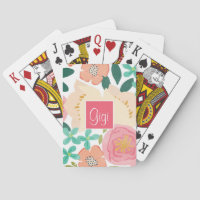 Cartes à jouer chic rose vert bleu personnalisées