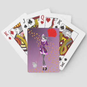Cartes à jouer Chien & Dame Feuilles d'Automne