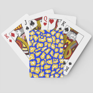 Cartes à jouer classiques imprimées guépard bleu e
