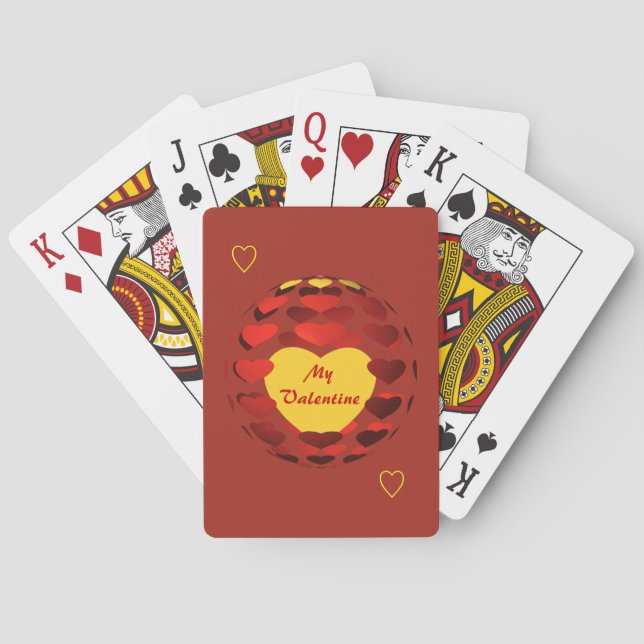 Cartes à jouer coeurs de la Saint-Valentin (dos)