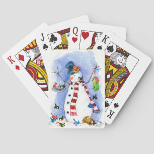 Cartes à jouer du bonhomme de neige le plus heureu