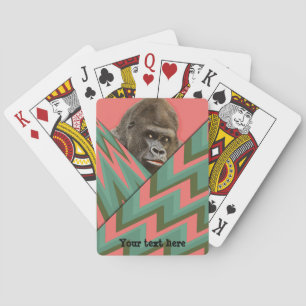 Cartes à jouer Fun Gorilla Pink Green Chevron