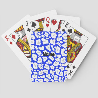 Cartes à jouer imprimées guépard bleu et blanc