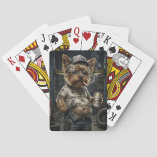 Cartes à jouer mécanicien Yorkshire Terrier drôle