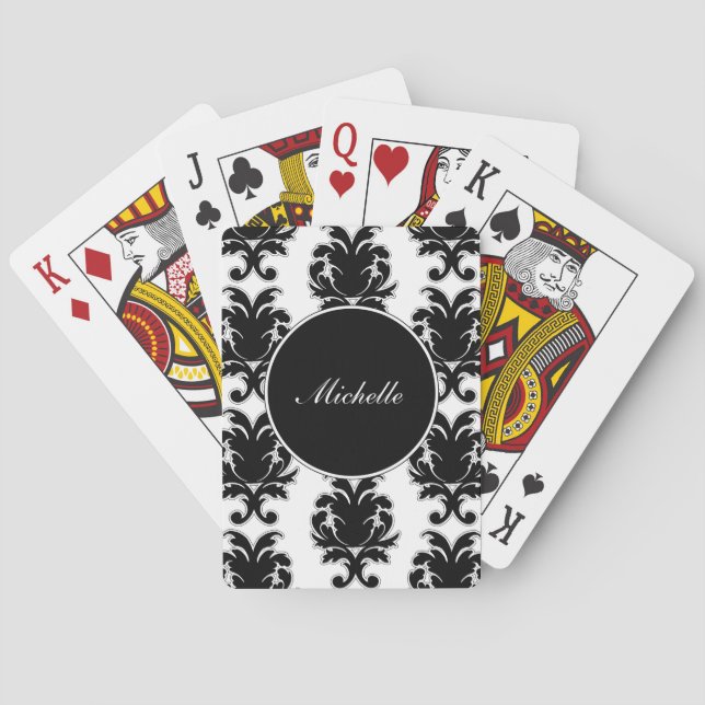 Cartes à jouer personnalisées avec monogramme Dama (dos)