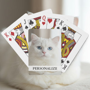 Cartes à jouer personnalisées   chat blanc aux yeu