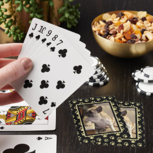 Cartes à jouer personnalisées noires et or pour an