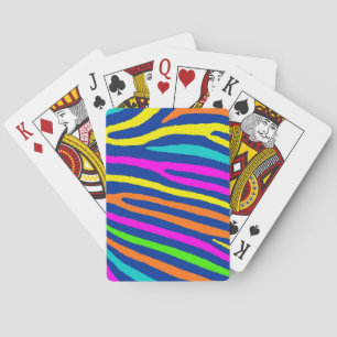 Cartes à jouer rayées zèbre couleurs néon brillant