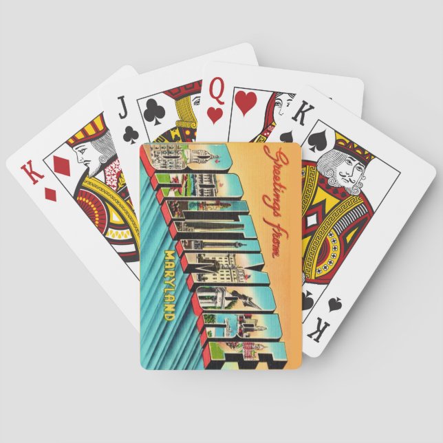 Cartes à jouer rétro de Baltimore MD (dos)