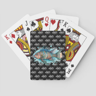 Cartes à jouer - série aquarelle : poisson-lionne