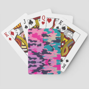 Cartes à jouer vibrantes néon pastel camouflage de