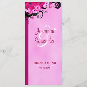 Cartes à la carte pour le dîner Mariage Floral Fuc