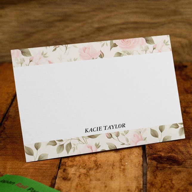 Cartes à notes personnalisées Beige Blush Floral (Créateur téléchargé)