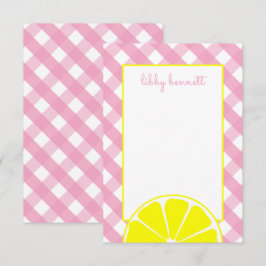 Cartes à notes personnalisées en limonade rose
