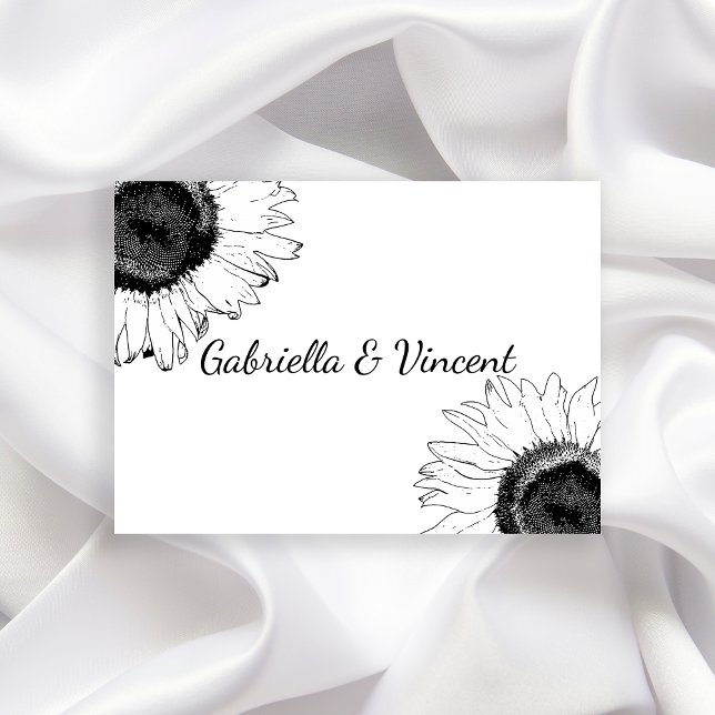 Cartes à notes plates Mariage de tournesol noir et (Créateur téléchargé)
