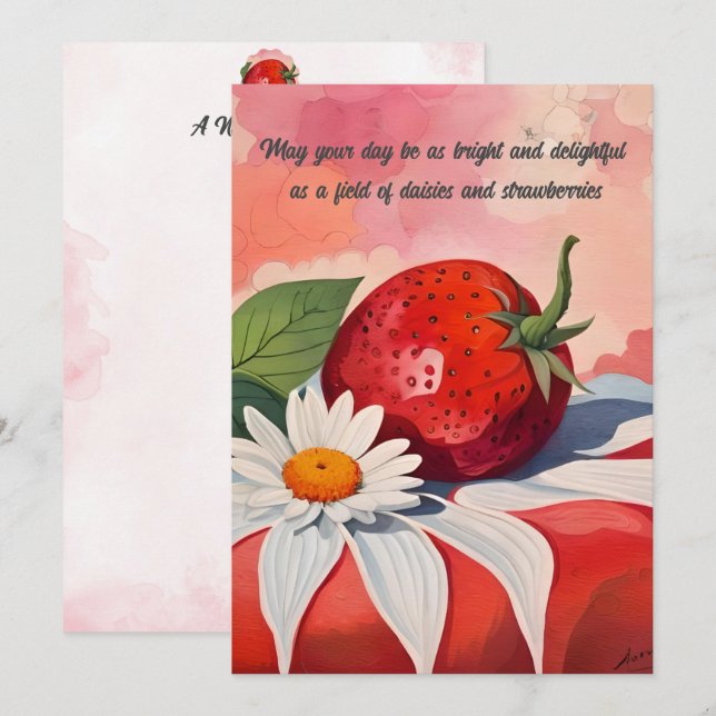 Cartes à notes plats pour marguerite et fraise (Devant / Derrière)