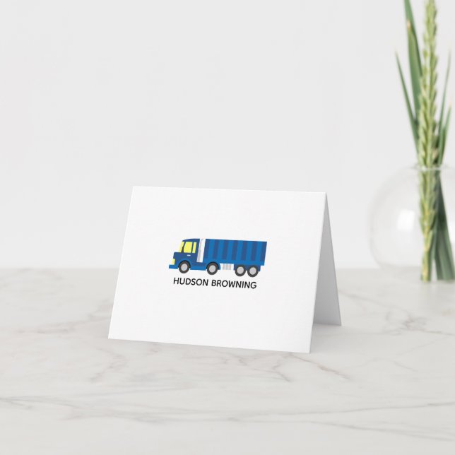 Cartes à notes pliées personnalisées - Camion bleu (Devant)