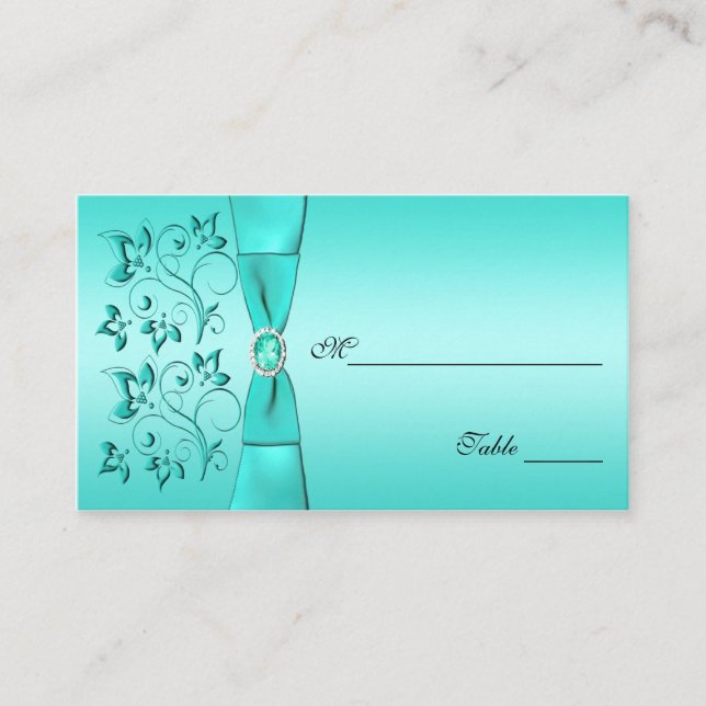 Cartes à puces florales Aqua et Black (Devant)