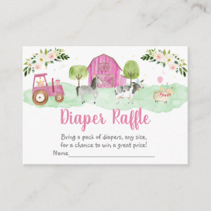 Cartes à rayures de Baby shower de ferme rose