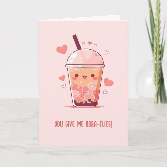 Cartes à thé bulle - Joli Boba Pun à thé au lait (Devant)