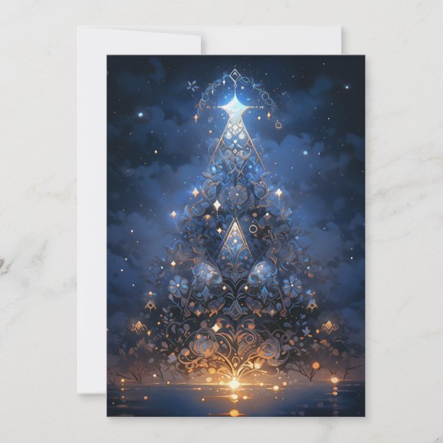 Cartes Abstrait de Noël bleu Tribal (Devant)