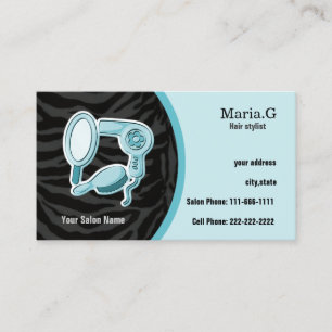 Cartes Aqua Hair Salon avec rendez-vous sur le dos