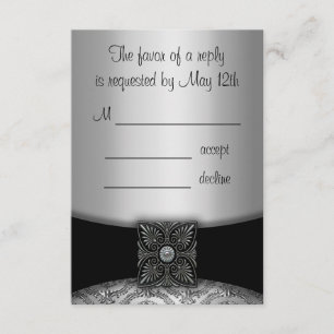 Cartes argentées et noires de la damassé RSVP