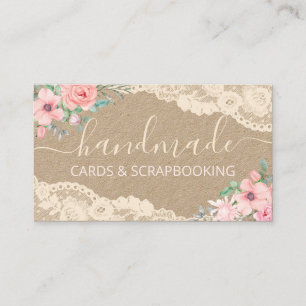 Cartes artisanales de dentelle florale rustique