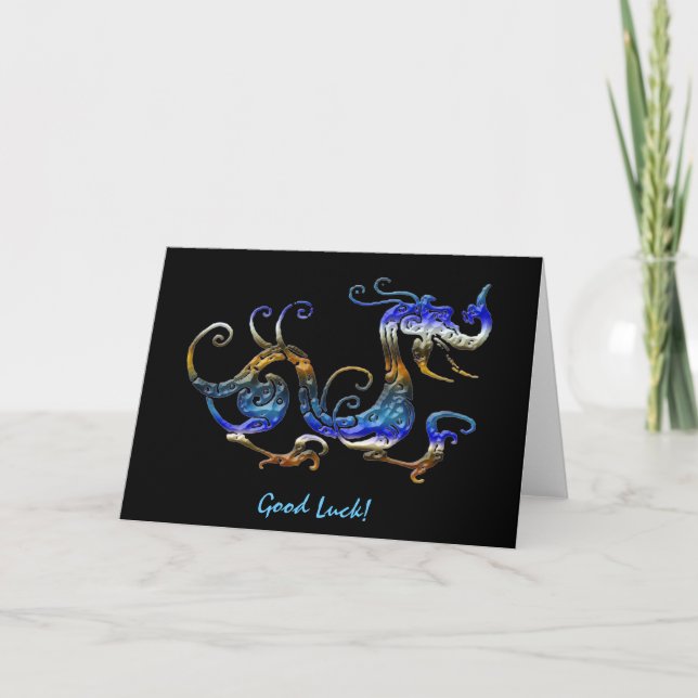 Cartes asiatiques BLEUES d'art de bonne chance de (Devant)