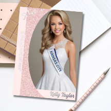 Cartes autographes roses Gold Glitz Foil pour le c