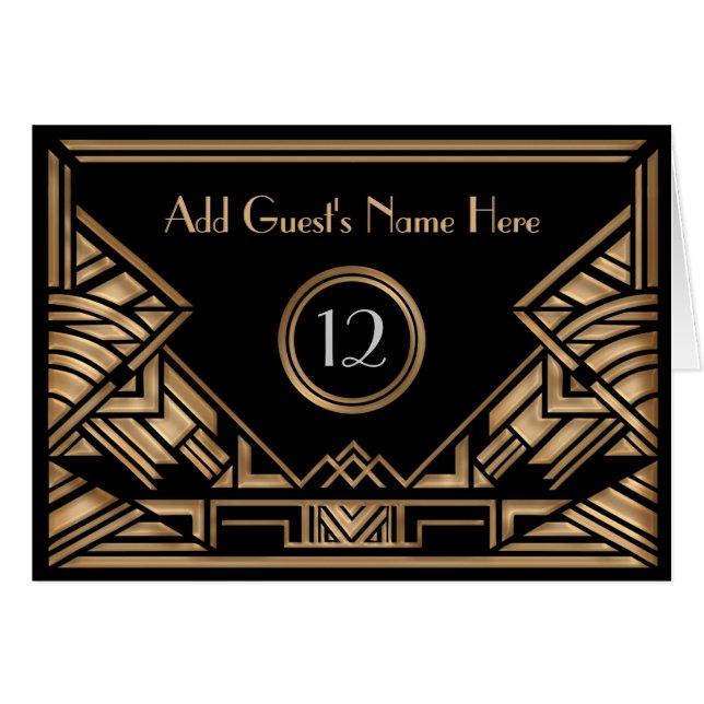 Cartes beiges d'or d'escorte de mariage de Gatsby (Devant Horizontal)