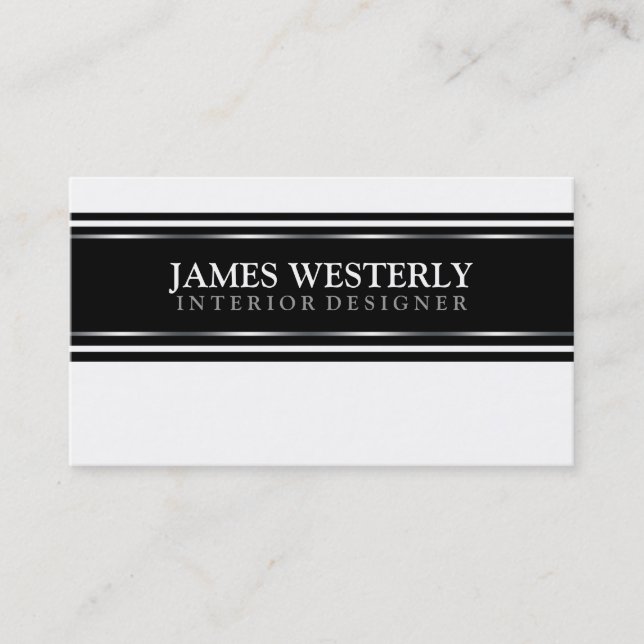 Cartes Biz Noir Et Blanc Pour Les Designers D'Inté (Devant)