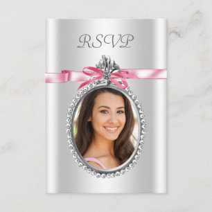 Cartes blanches roses de la photo RSVP