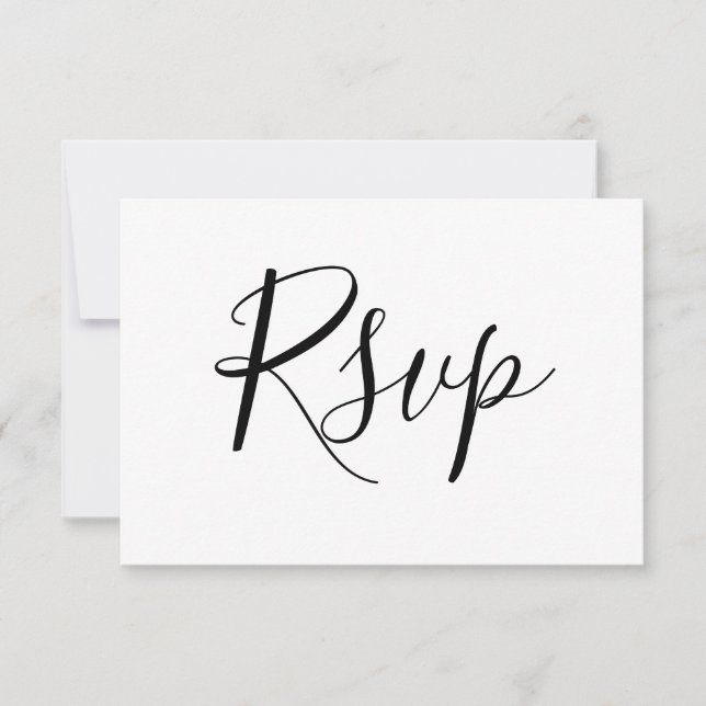 Cartes Blancs RSVP Simple Script Pour Mariage (Devant)