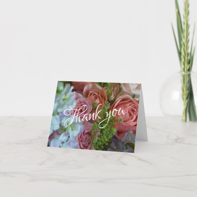 Cartes Blank Thank You avec de belles fleurs (Devant)
