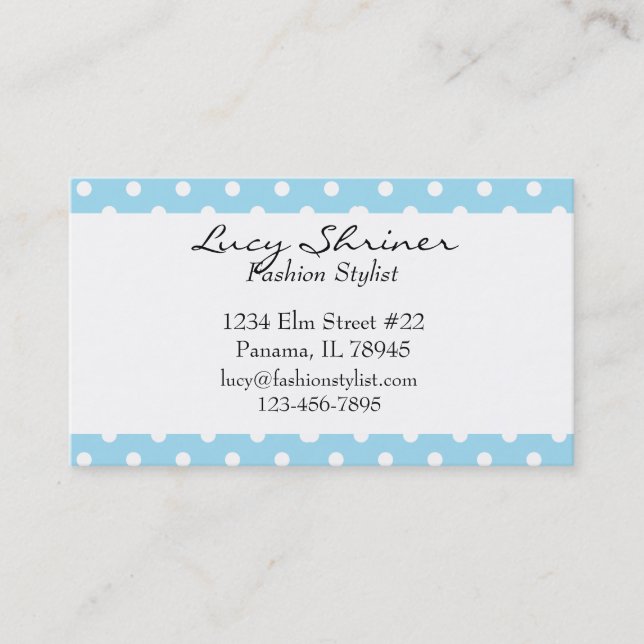 Cartes bleues de mode de style de point de polka (Devant)