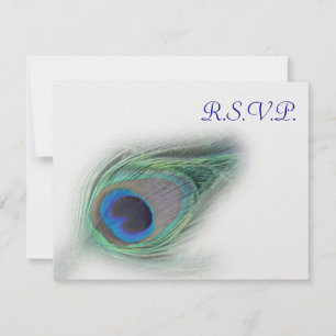 cartes bleues de rsvp de paon