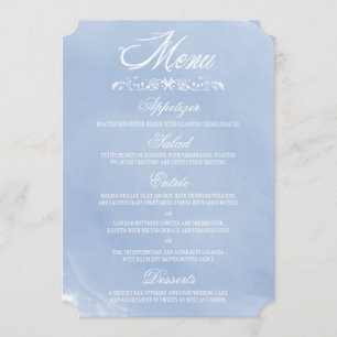 Cartes bleues en pastel de menu de mariage