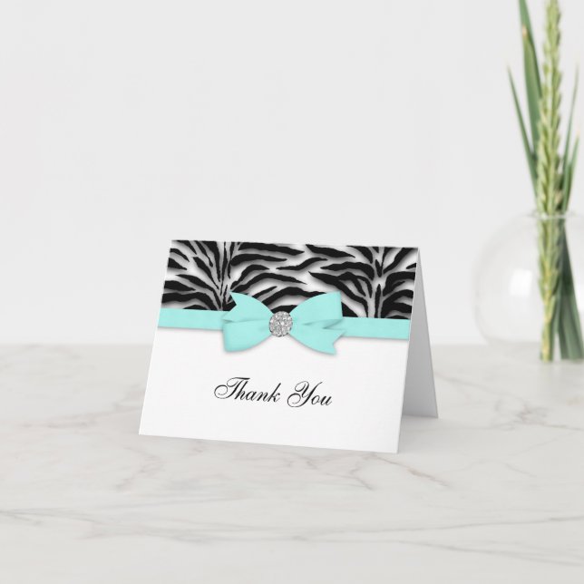 Cartes bleues turquoises de Merci de zèbre d'arc (Devant)