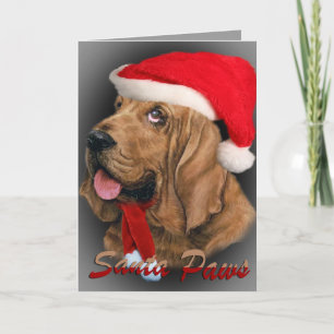 Cartes Bloodhound Père Noël Paws