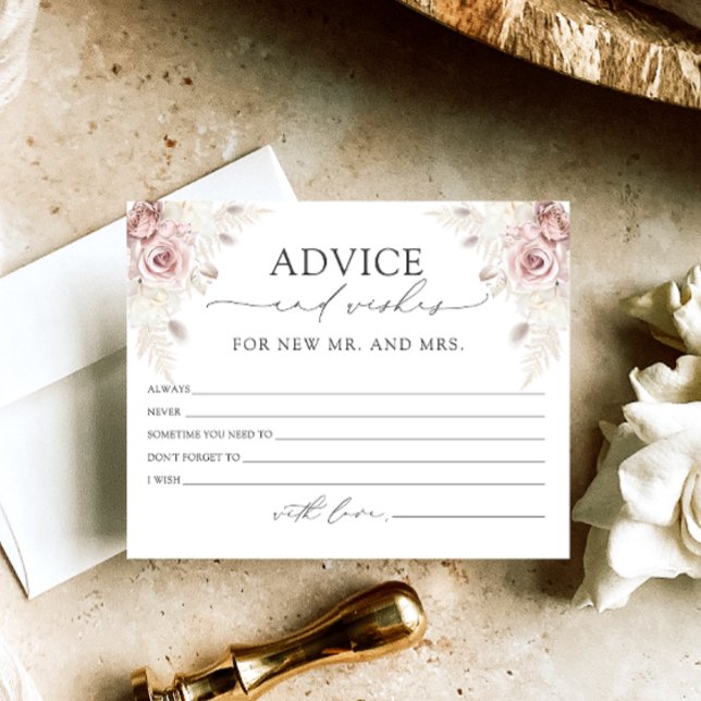 Cartes Boho Rose Dusty Conseils et Voeux (Créateur téléchargé)